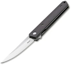 Boker Kwaiken Mini Flipper Carbon BOP01BO256, 3.1" D2 Steel Blade, Black Carbon Fiber Handle