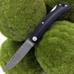 Boker Solingen Rangebuster 110914DAM, 3.03" Stainless Steel Damascus Blade, Black Linen Micarta Handles