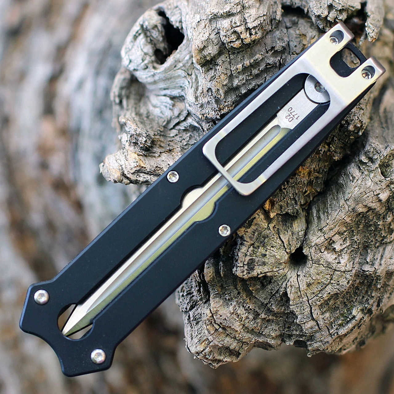 Boker Plus Slike Manual OTF - Black G-10 (3" D2 Satin Dagger) 01BO411 - Image 4