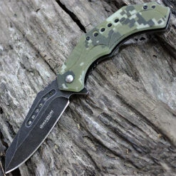 Boker Magnum Fast Forward Liner Lock Flipper With 3.375 In. Stonewash 440A Blade Steel With Camo Handle, 01MB789