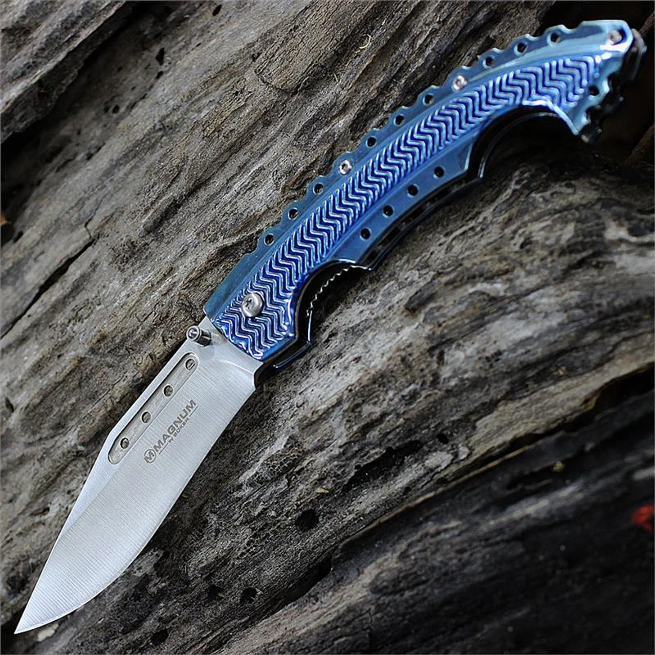 Boker Magnum Blue Bowie Folder Liner Lock, 01RY855