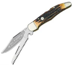 Boker Folding Hunting Knife, 440C-Stainless, Staghorn Handle
