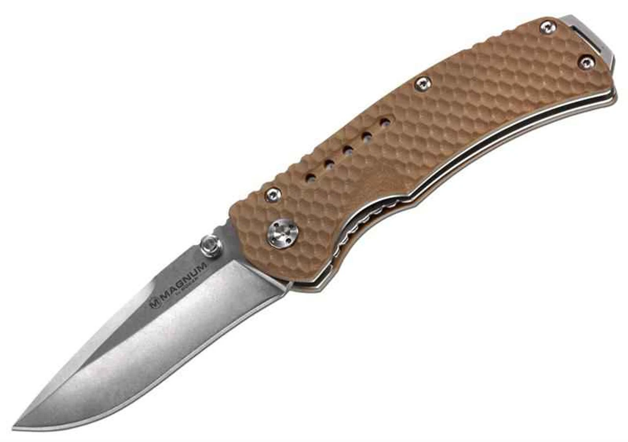 Boker Magnum Five Folder, 440, Tan G-10 Handle